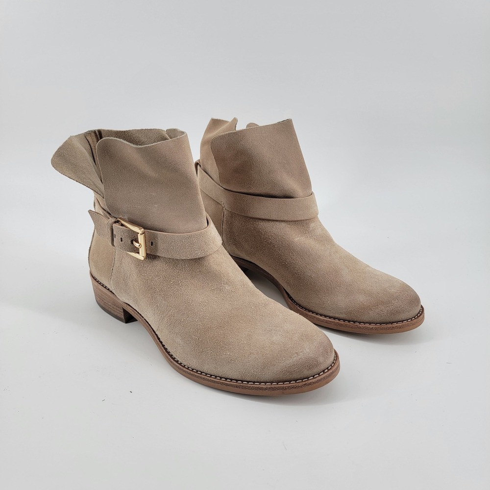 Michael Kors Walton Bootie Women 7M Tan Suede The Jet Set 6 Slouchy Buckle Ankle